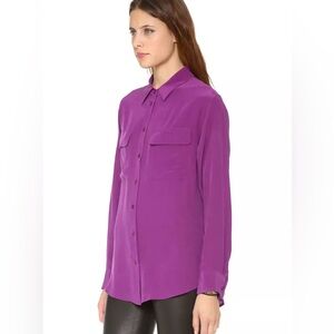 Equipment Silk Signature Blouse Sz S Purple